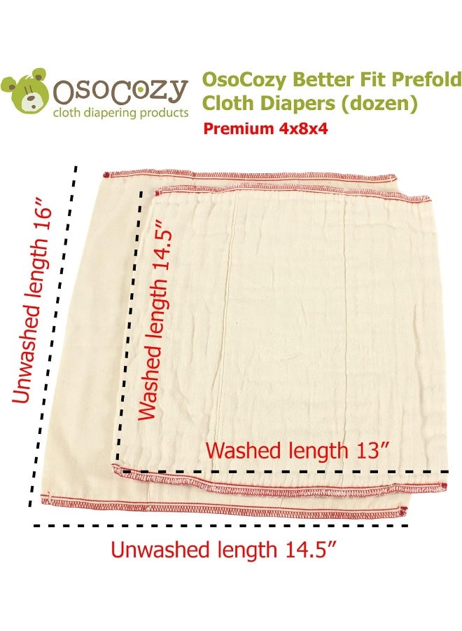 OsoCozy Better Fit Unbleached Prefolds - Baby Cloth Diaper Prefolds Made Of 100% Indian Cotton - Diaper Service Quality (DSQ) {Premium 4x8x4 Fits 14-30 lb.} - Dozen - Image 3